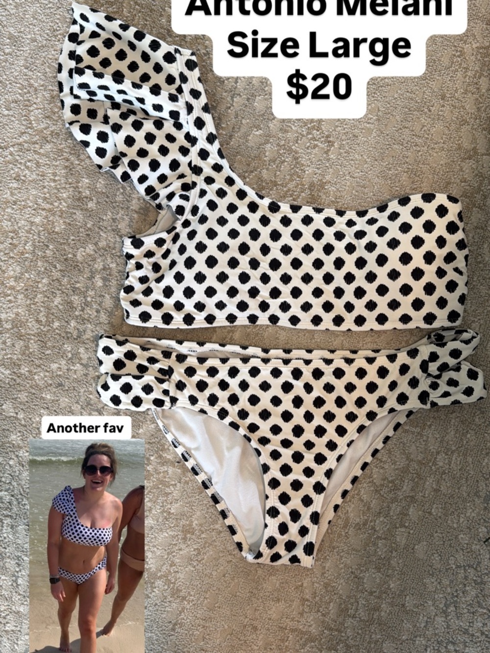ANTONIO MELANI White and Black Polka Dot Bikini